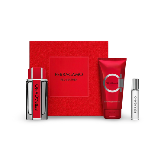gift set red leather by salvatore ferragamo